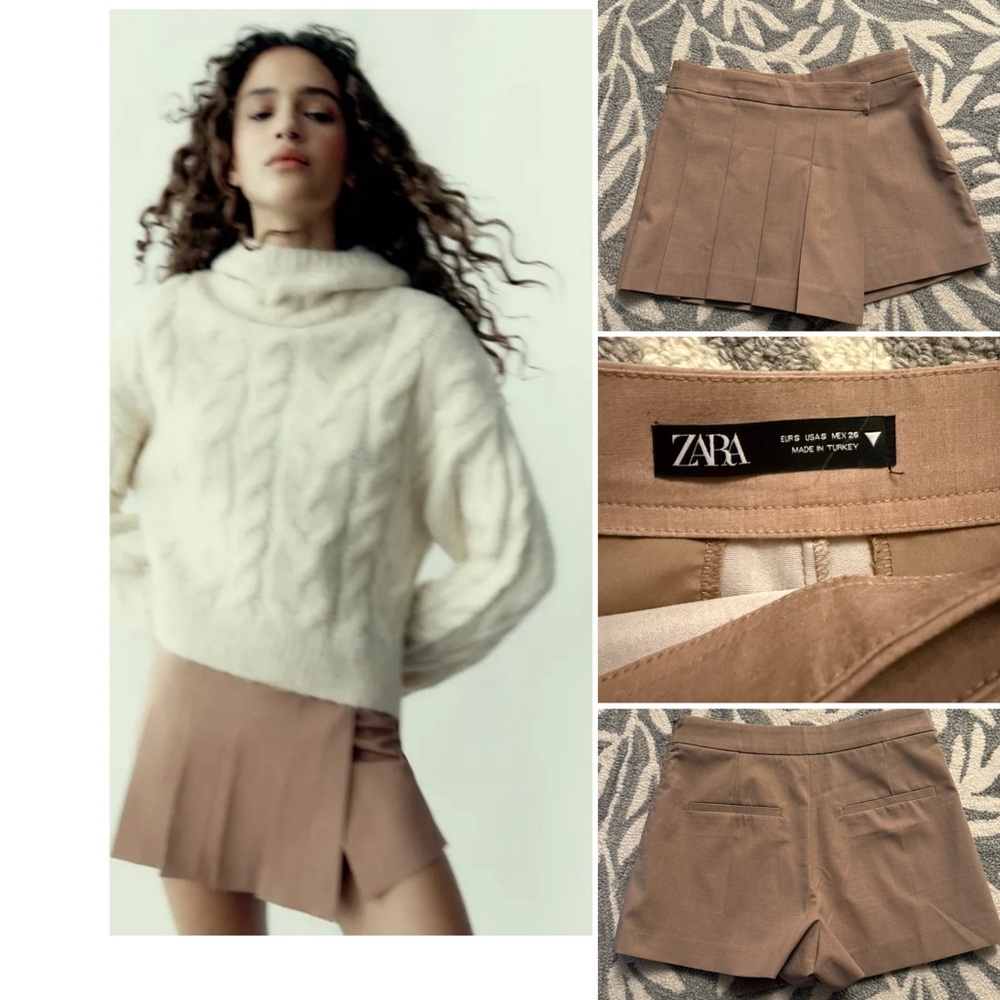 Zara pleated front skort size S🤎